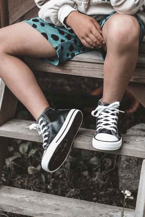 Children's Leather High Sneakers Black and white Marney
