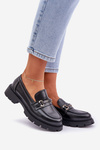 Classic Women's Moccasins Made Of Eco Leather Black Savethira