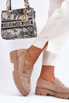 Suede Moccasins with Decoration Beige Esperta