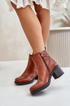 Insulated Heeled Booties Eco Leather With Buckle Camel Eriliana