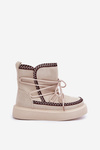 Women's Snow Boots With Embroidery On Platform Light Beige Naleris