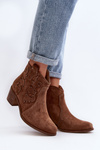 Zazoo 3426 Women's Suede Cowboy Boots Brown