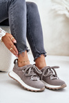 Damskie Zamszowe Sneakersy Grube Sznurowanie Szare Artiker 54C1465 