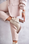 Leather Boots On High Heels With A Decorative Zipper Beige Rosita