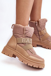 Women's Zip-Up Snow Boots Insulated Beige Zeva