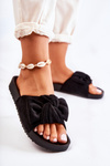 Classic Suede Slippers With A Bow Black Hayle