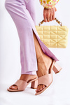 Leather Classic Slippers On High Heel Nude Talena