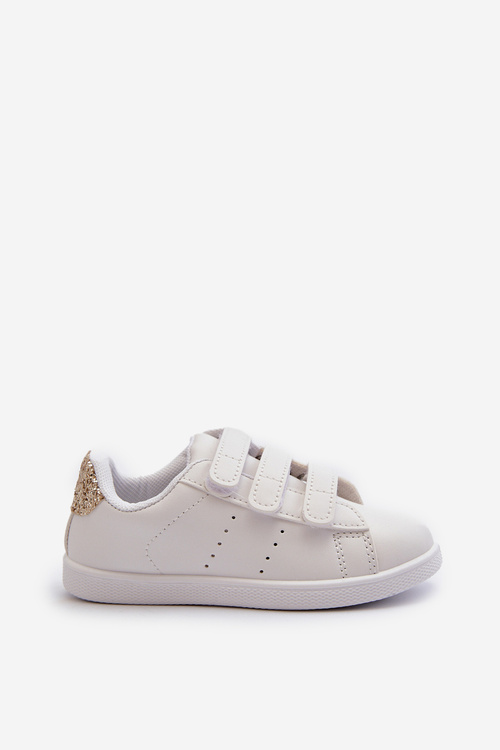 Children's Sneakers With Velcro White-Rose Gold Cute Girl
