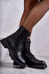 Leather Boots With Studs Black Palmira