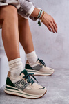 Fashionable Women's Sport Shoes On A Wedge Beige-Green Aronne