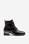 Lacquered Warm Laced Boots Black Cathrine
