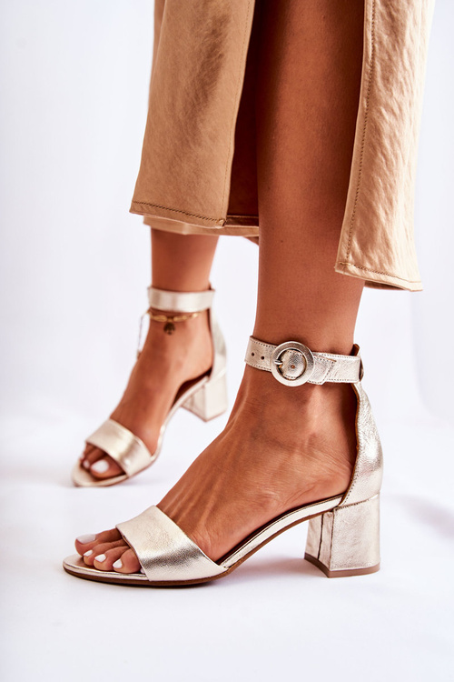 Leather High Heel Sandals Maciejka 04141-42 Gold
