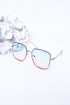 Silver Square Sunglasses Blue-Pink Ombre