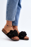 Women's Black Flower Slippers Lulania
