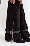 Women's Heeled Boots with Decorative Strap Black Jolivine