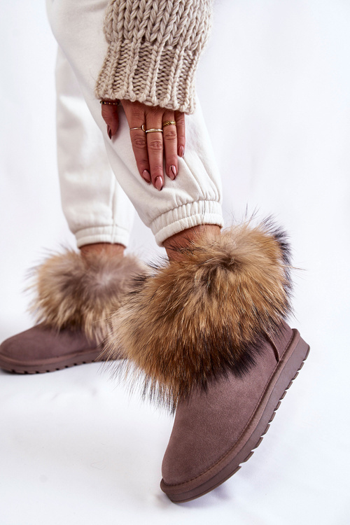 Women's Suede Snow Boots With Fur Grey Alexa