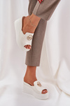 Platform And Wedge Sandals With Decoration White Nanessia