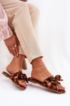Flat Women's Slippers With Bow Leopard Brown Tobin