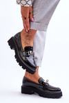 Lacquered Moccasins With Platform Decoration Black Glory