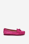 Women's Flat Classic Suede Moccasins S.Barski LR51-548 Fuchsia