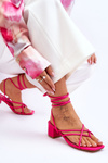 Tied Sandals With High Heels Pink Secret Love