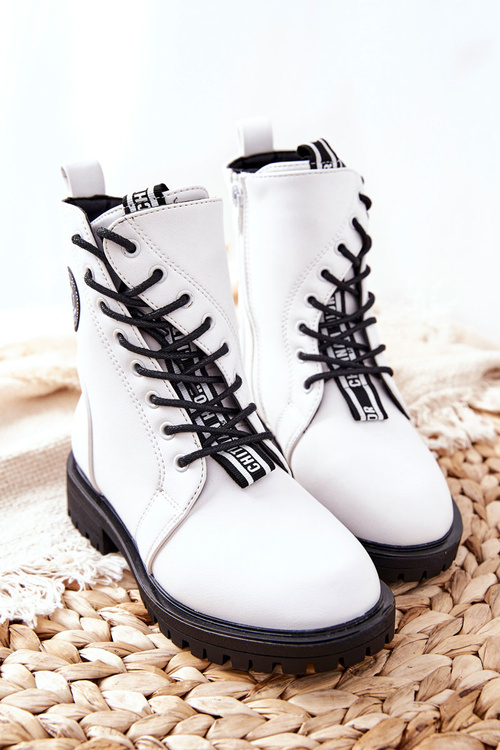 Dziecięce Ocieplane Botki Workery Białe Rosalie