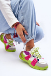 Buty Sportowe Damskie Modne Sznurowane Zielono-Różowe Chillout!