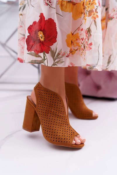 Women's Peep Toe Camel Nevienna Stiletto Sandals
