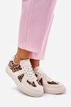 Women's Sneakers with Leopard Print on Platform Beige Nativira