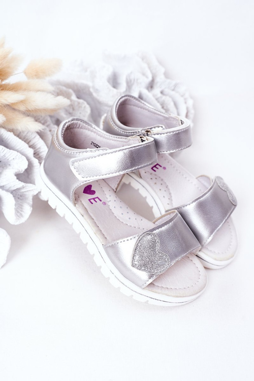 Children's Velcro Sandals Silver Sweetheart