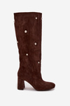 Women's Winter Heeled Boots with Decorative Details Chocolate Lucinda