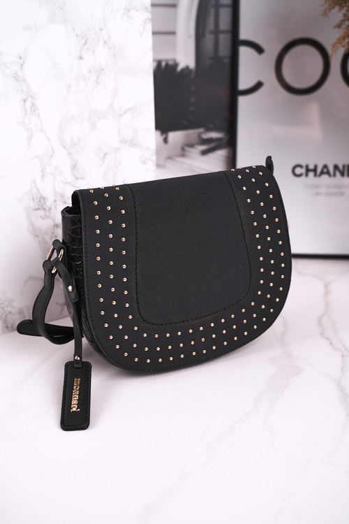 Torebka Damska Listonoszka MONNARI BAG4250-020 Czarna Zamsz