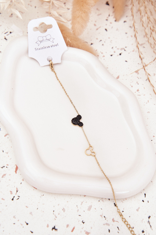 Bransoletka Damska Stal Nierdzewna Myszka Miki Złota