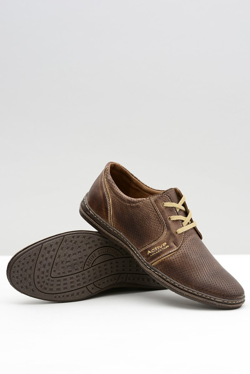 Men's Leather Lace-up Brown Openwork Markos Half Boots