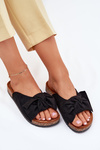Women's Cork Sole Sandals With Bow Black Seressa