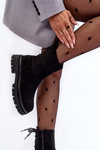 Suede Lace-Up Flat Heel Boots Black Lakyta