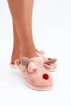 Women Fur Slippers With Reindeer Motif Pink Sennalith