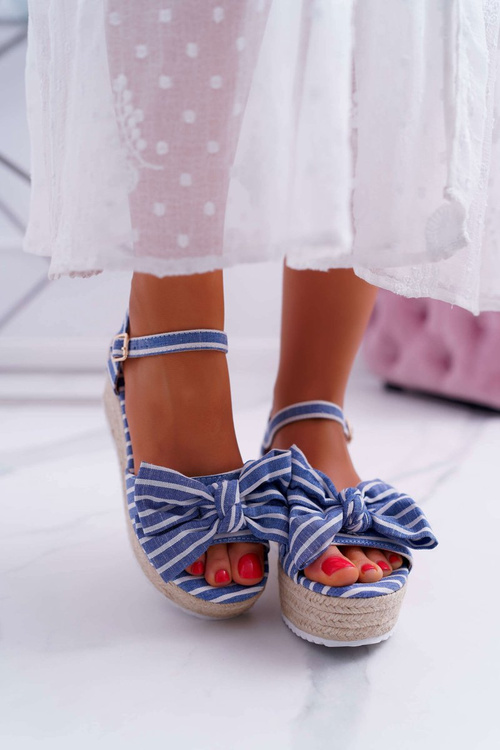 Women's Platform Platform Anchor Sandals With Bow Tie Blue Bounce