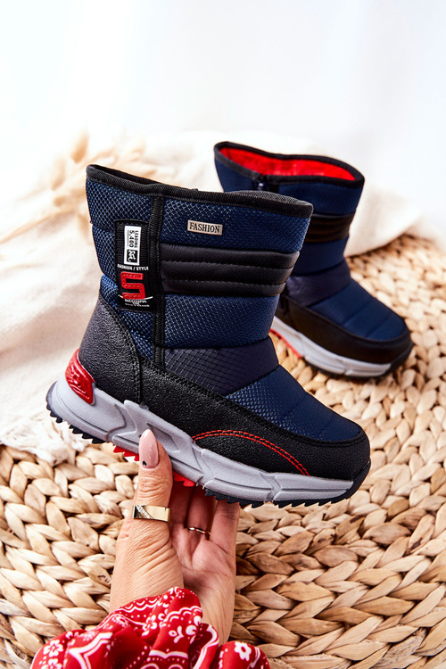 Children's Warm-up High Snowboots Navy Leoth