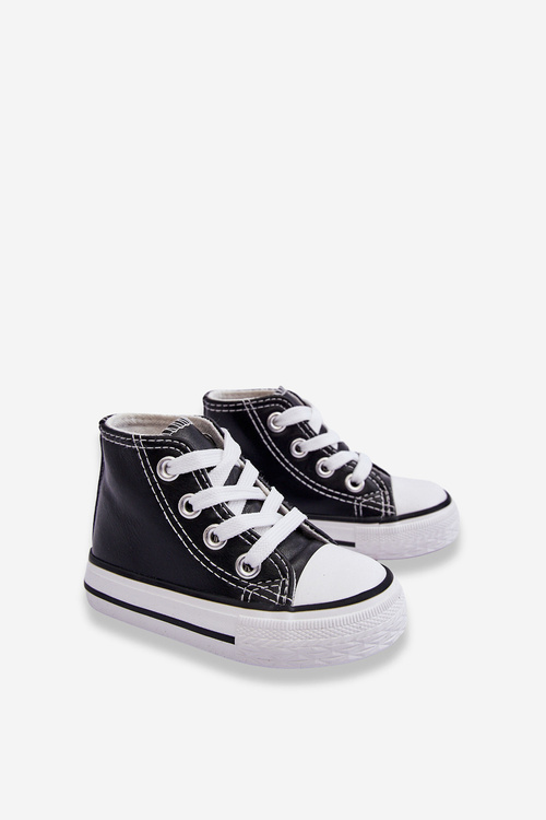 Children's Leather High Sneakers Black and white Marney