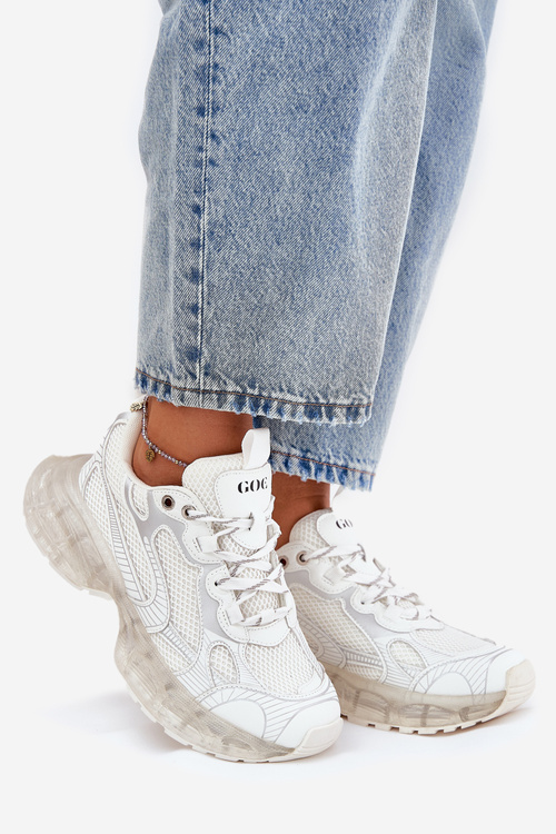 Damskie Sneakersy Skóra Naturalna Beżowe GOE RR2N4083