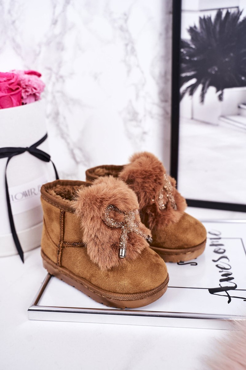 Children's Snow Boots Insulated With Fur Suede Camel Amelia