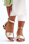 Leather Sandals on Gold Heel Laura Messi 2143 Gold