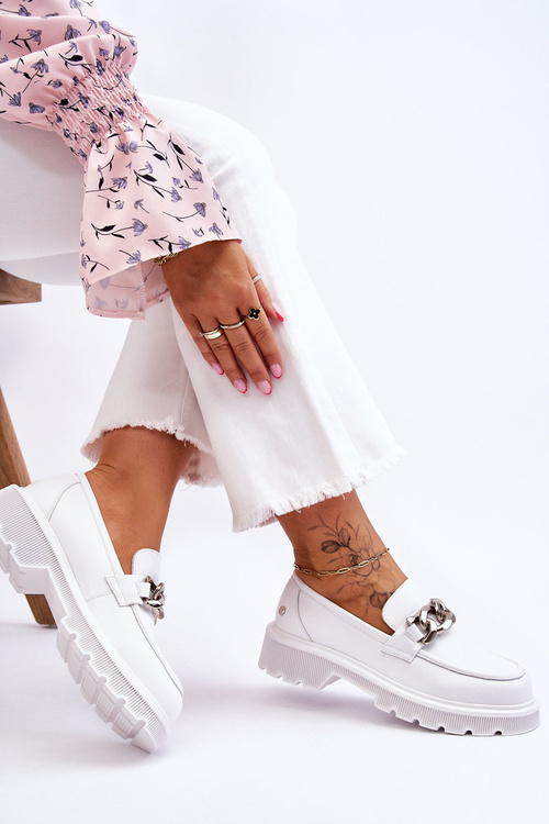 Leather Loafers With Chain GOE LL2N4038 White