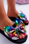 Women's Foam Platform Flip Flops Cocard Iridescent Sequins Meow