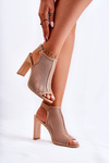 Fashionable Sandals On A Bar With A Buckle Beige Semira