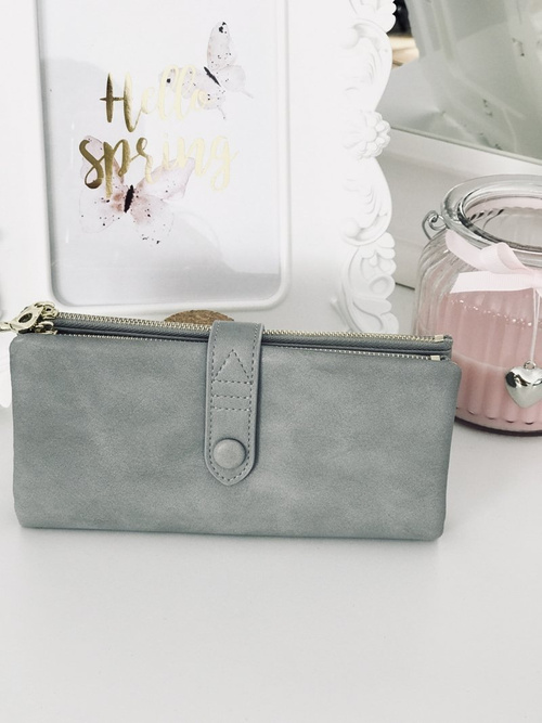 Large Women's Grey Wallet Gold Hardware