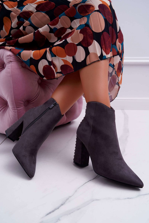 Women's Heeled Boots with Pointed Rivets Grey Snack
