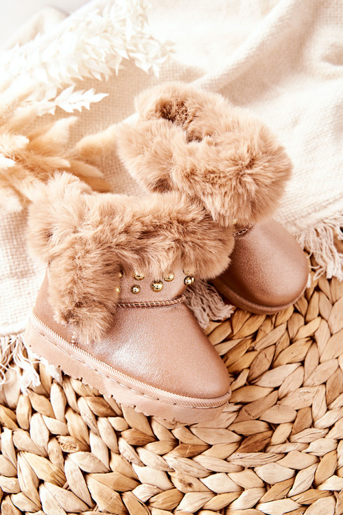 Children's Snow Boots Insulated With Fur Champagne Bonni