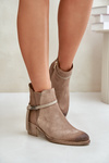 Suede Ankle Boots With Heels Insulated With Zipper Beige Zazoo 60478